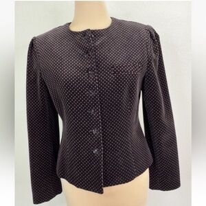 Vintage Chaus Velvet Polka Dot Puff Sleeve Equestrian Blazer Jacket Women's S